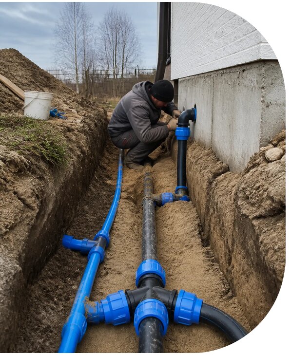 Монтаж наружного водопровода на участке под ключ в Рязани